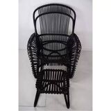 Rattan armchair and matching footstool
