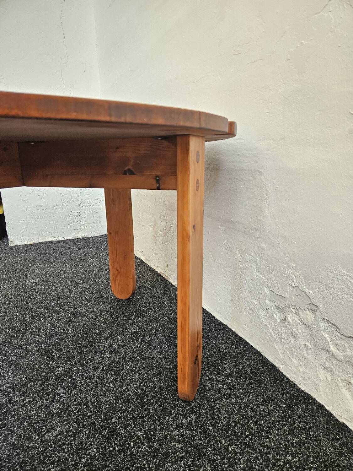 1970s solid larch dining table for four people by Mária Szedleczky - Signed