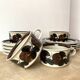 Service of 4 RUIJA Arabia Finland tea cups 70s, vintage ceramic cups