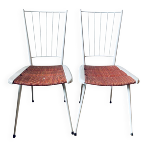 chaises métal et paille