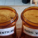 Pair of brown glass pharmacy jars