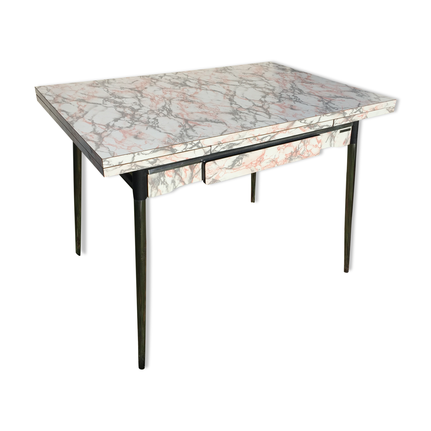 Table formica white grey marble, pink Supermatic