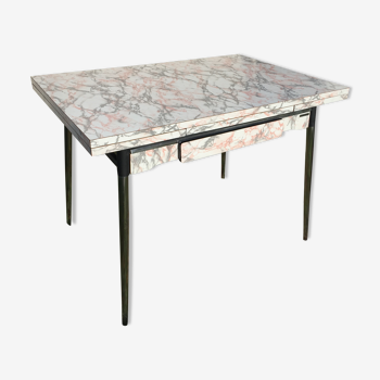 Table formica white grey marble, pink Supermatic