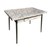 Table formica white grey marble, pink Supermatic