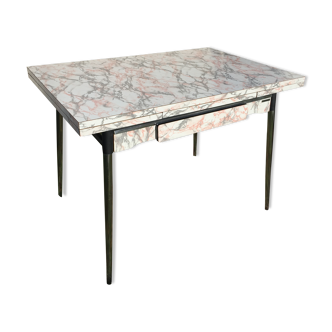 Table formica white grey marble, pink Supermatic