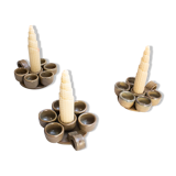 Set of 3 signed iron candle holders, or snail plates
