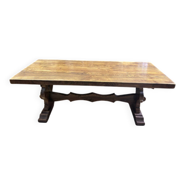 Large solid wood monastery table – trestle base