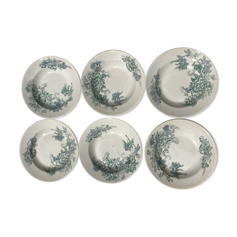 6 hollow plates Faïencerie Nouvelle Givors Floréal