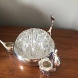 Flower centerpiece and three pheasant candle holders
