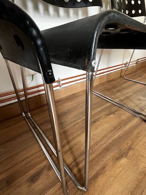 Set of 4 Black Omstak Chairs by Rodney Kinsman for Bieffeplast