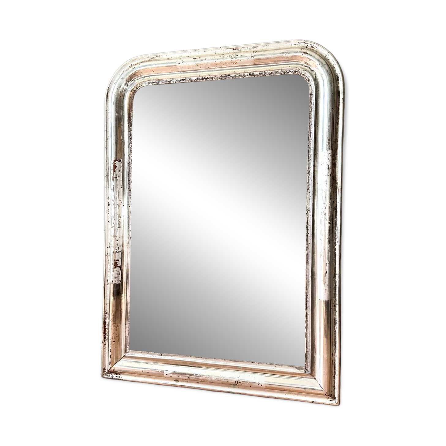 Louis-Philippe antique mirror with silver leaf, 19th century.