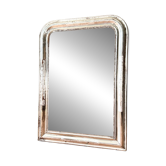 Miroir Louis-Philippe ancien en feuille d’argent, XIXème