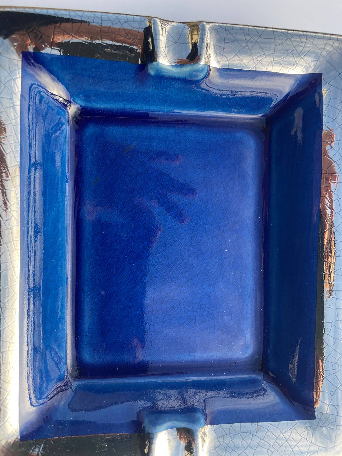 Vintage Lancel ashtray in deep blue ceramic
