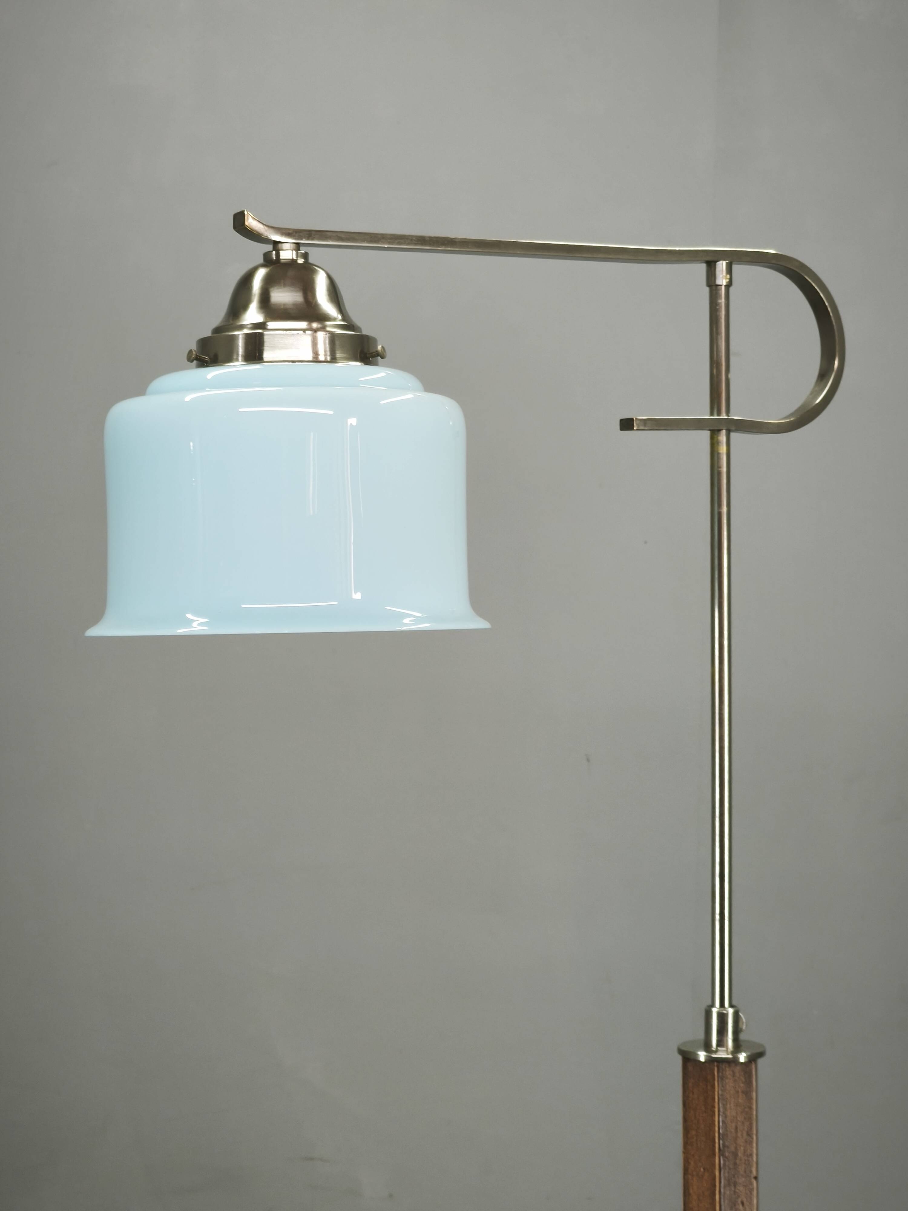 Czech Art Deco Adjustable Floor Lamp with Table, 1930s