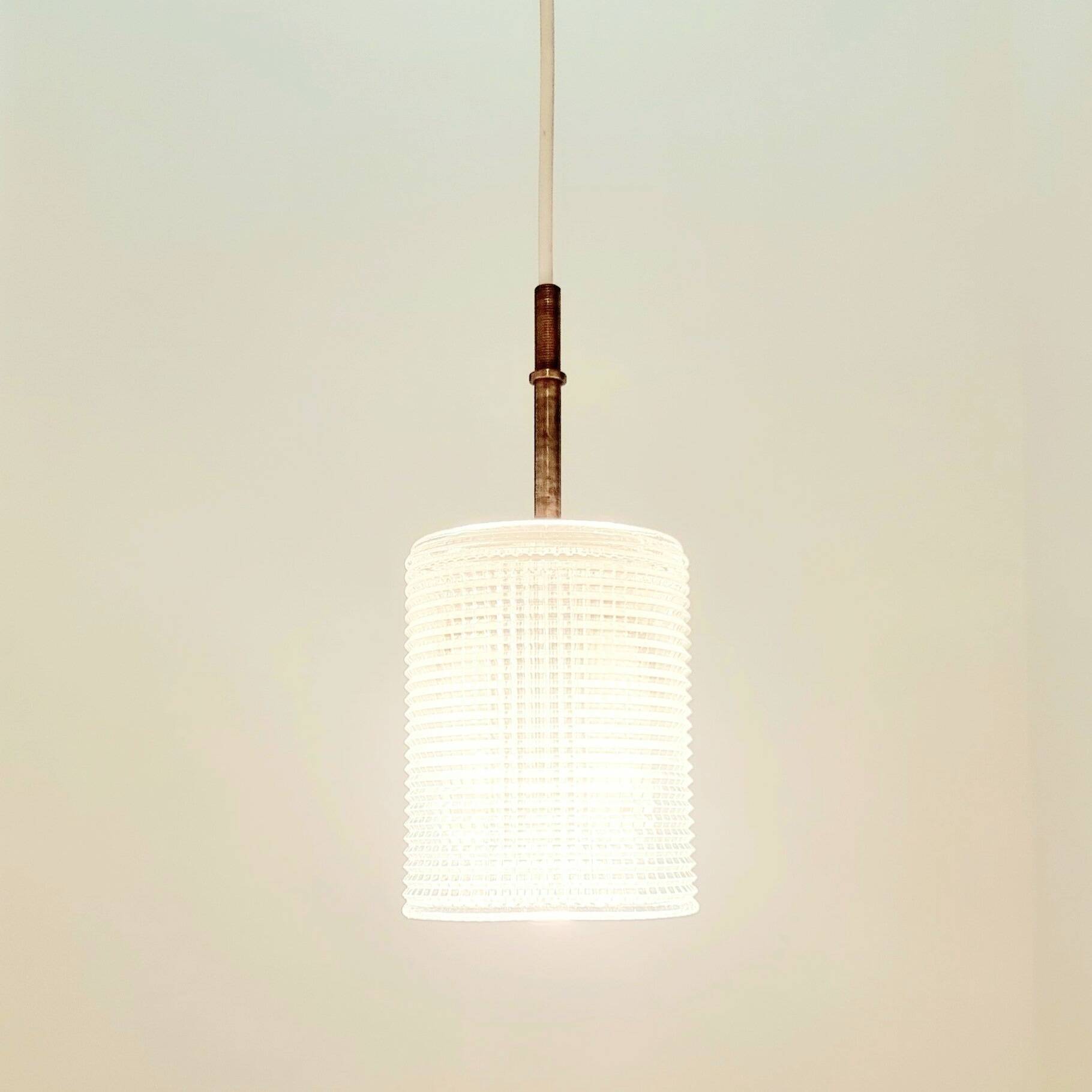 Mid Century Scandinavian Brass & Crystal Glass Ceiling Light By C.Fagerlund