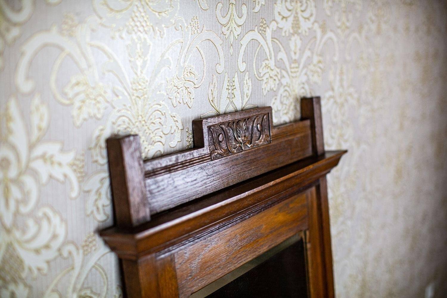 Vintage Floor Mirror in Light Brown Oak Frame, 1950s