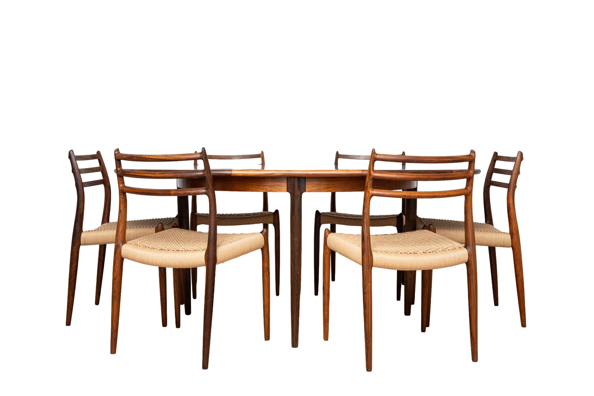Niels Otto Møller Model 15 Dining Table with Six Model 78 Chairs, J.L. Møll