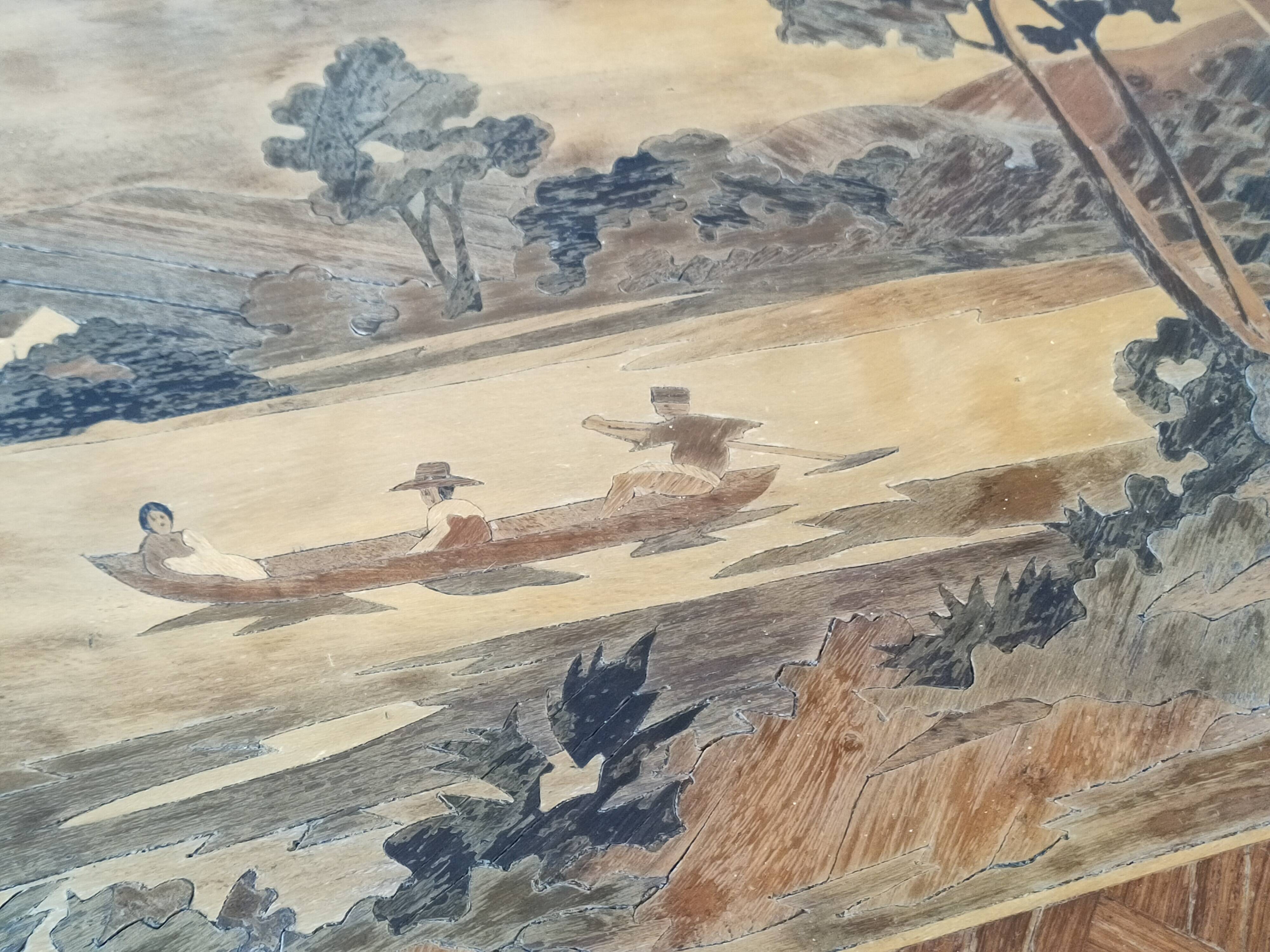 coffee table in marquetry from the 1950s-60s