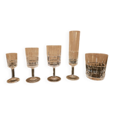 Service de 59 verres en cristal de Sèvres et seau à glace années 60