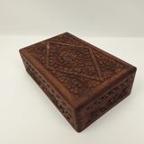 Rectangular wooden box deco hand-carved flowers