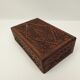 Rectangular wooden box deco hand-carved flowers