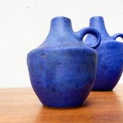 Mid-century German minimalist cobalt blue vases by Hartwig Heyne Pottery, 1960s, set of 3.