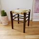 Wooden stool. Vintage stool. woven stool