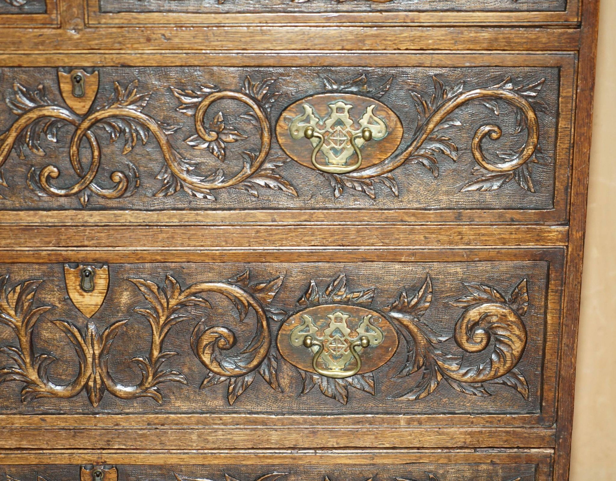 Victorian oak commode finely carved.