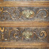 Victorian oak commode finely carved.