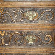 Victorian oak commode finely carved.
