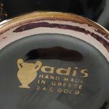 Vase Ancient Greek Amphora stamped. Motifs scenes of life from Greek mythology. Gold inlays