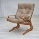 1970s, Norwegian armchair, model "Kengu", beige furniture leather.