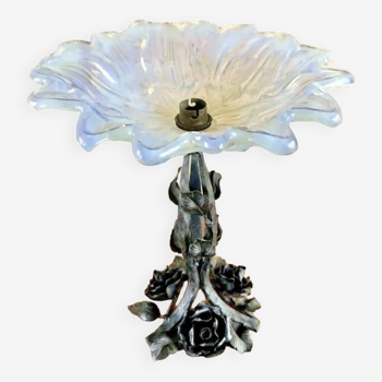 Lampe Art Déco verre Opalescent R Frontisi Ezan 1930