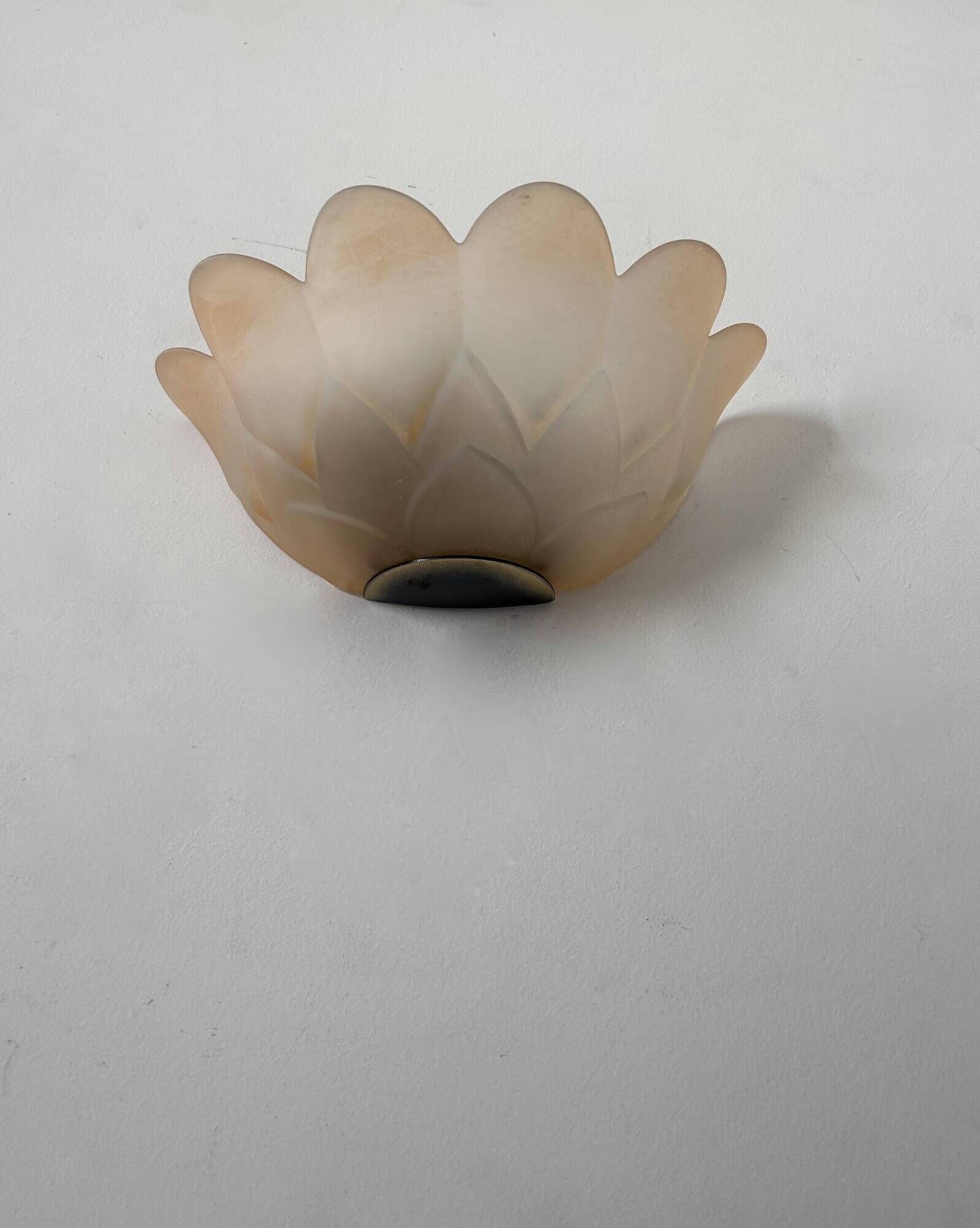 Pair of vintage wall lights, pink sandblasted glass, France 1970