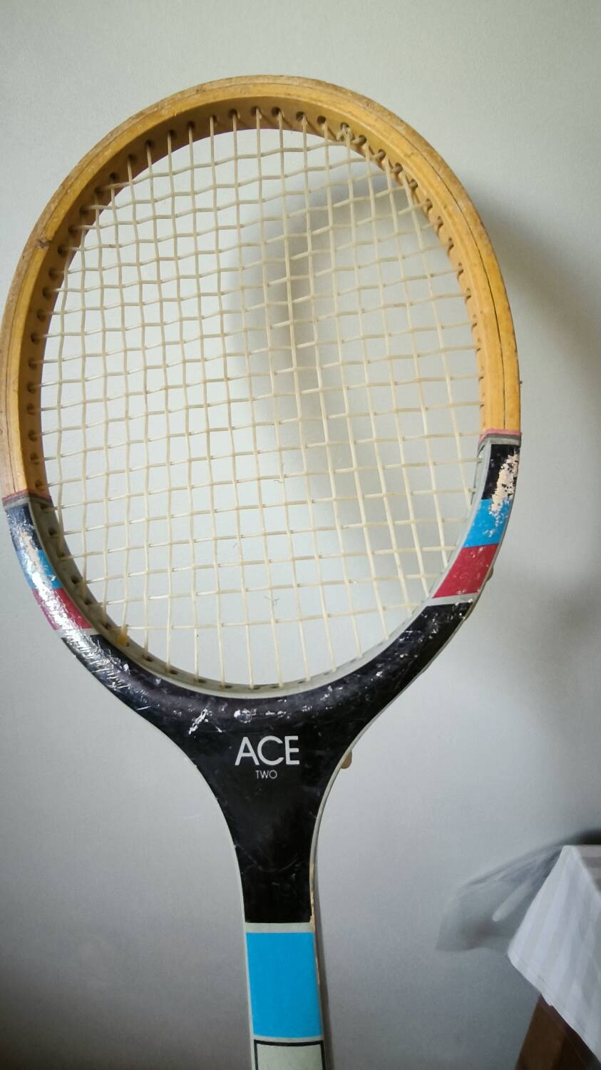 Vintage wooden tennis racket Ace Two Sport 2000