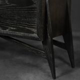 Mid-Century Modern Scandinavian Dark Raw Oak Sideboard with Wooden Handles, 1960s