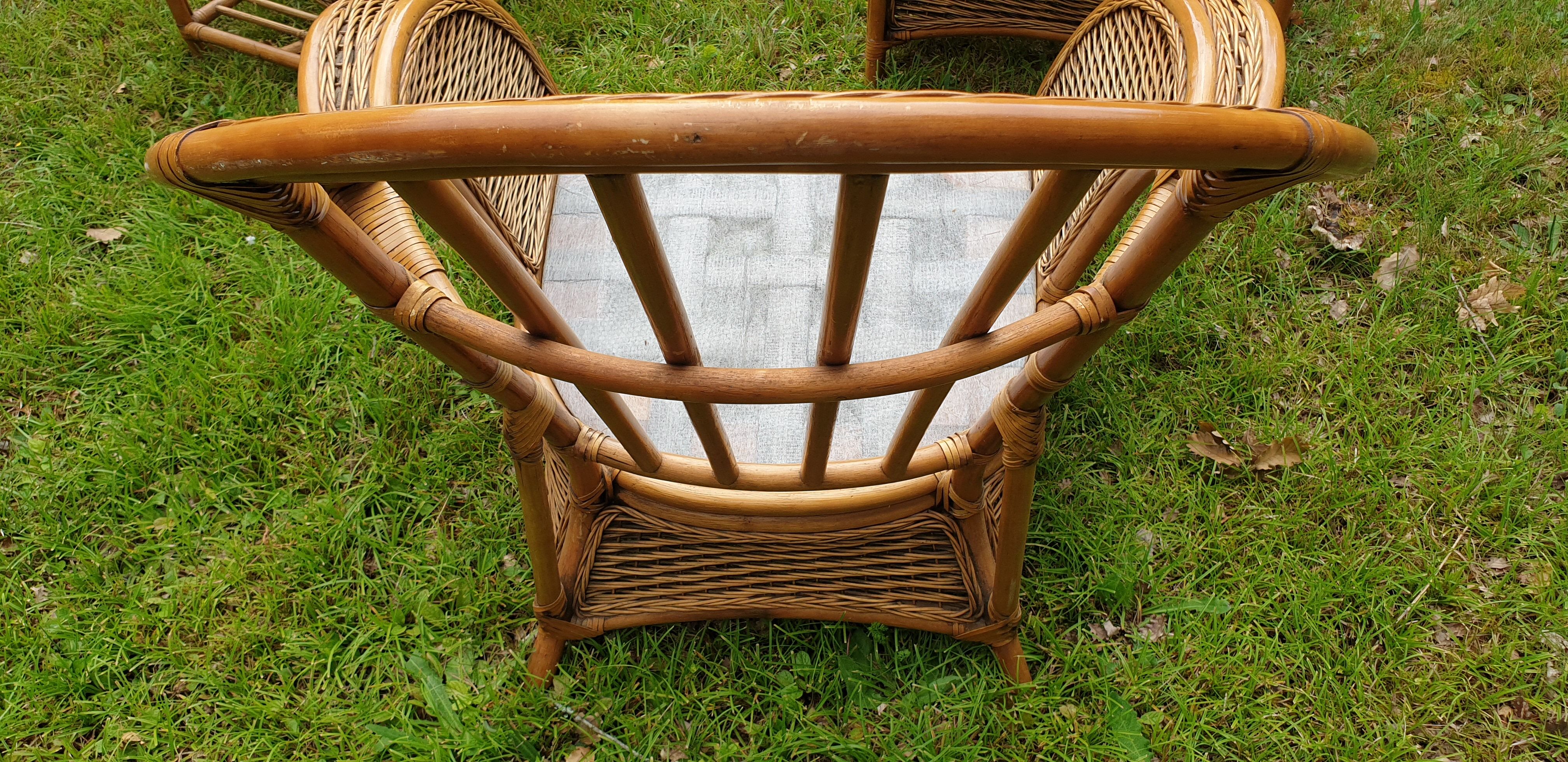 Rattan and vintage bamboo lounge
