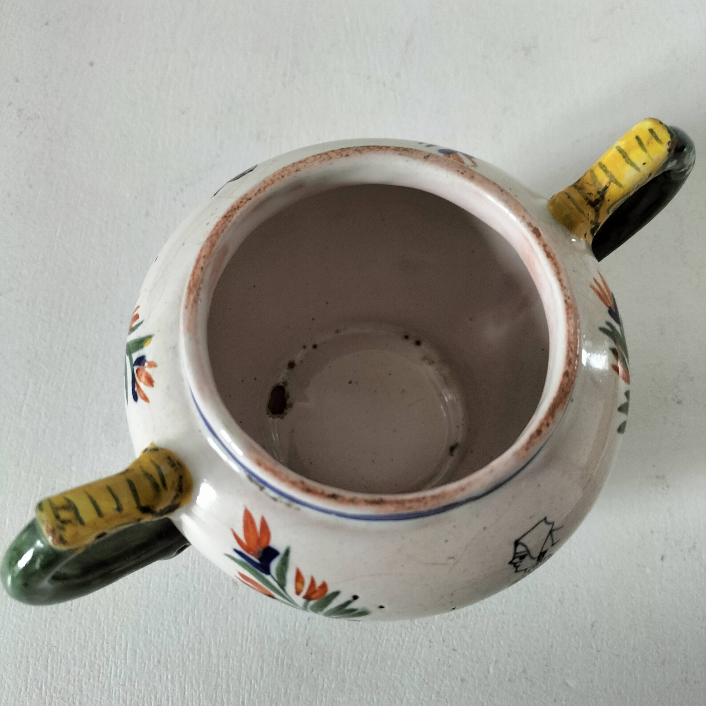 Small pot with dragon handles HENRIOT Quimper