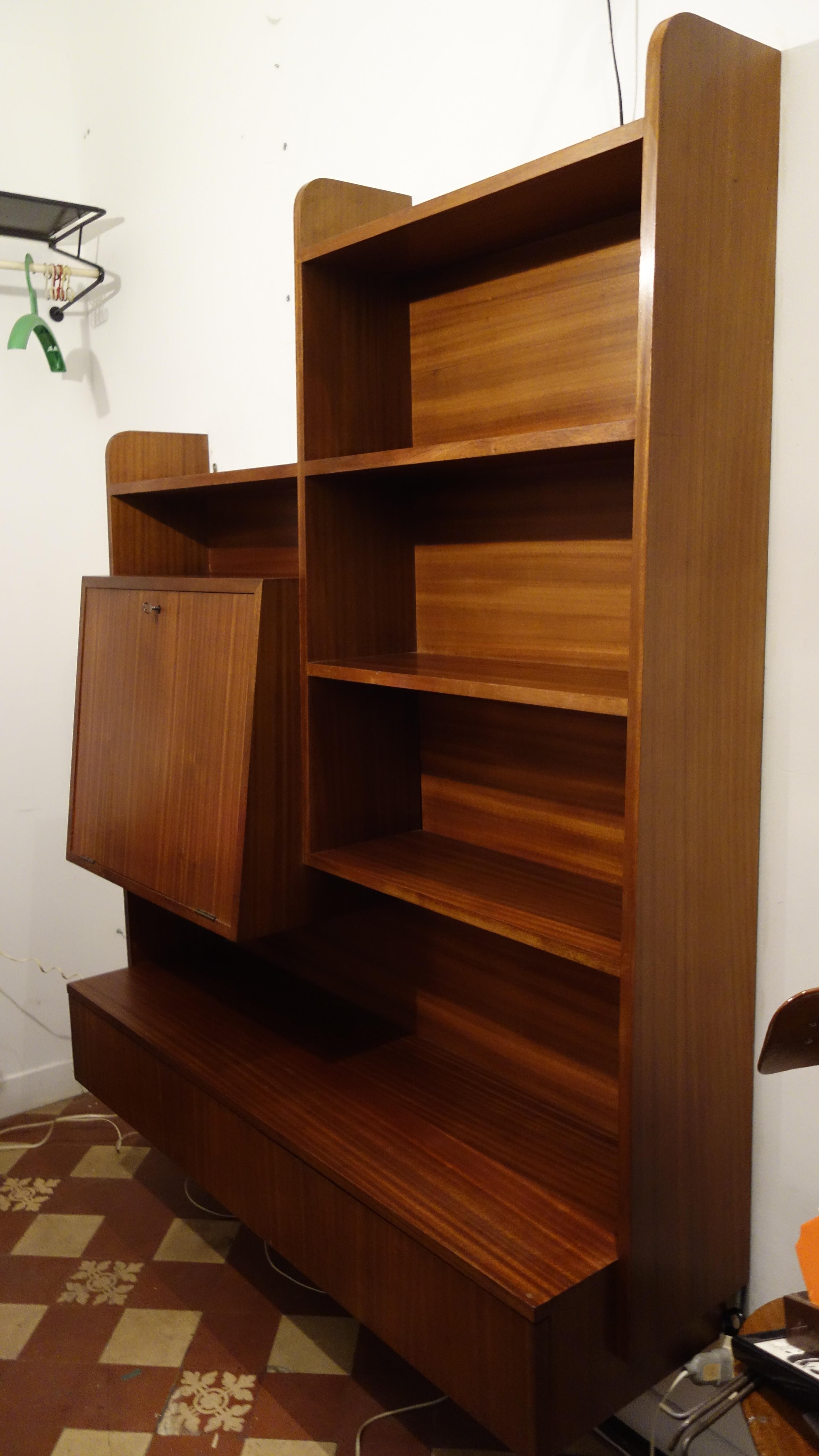 Wall Secretary, office, library.1960 teak
