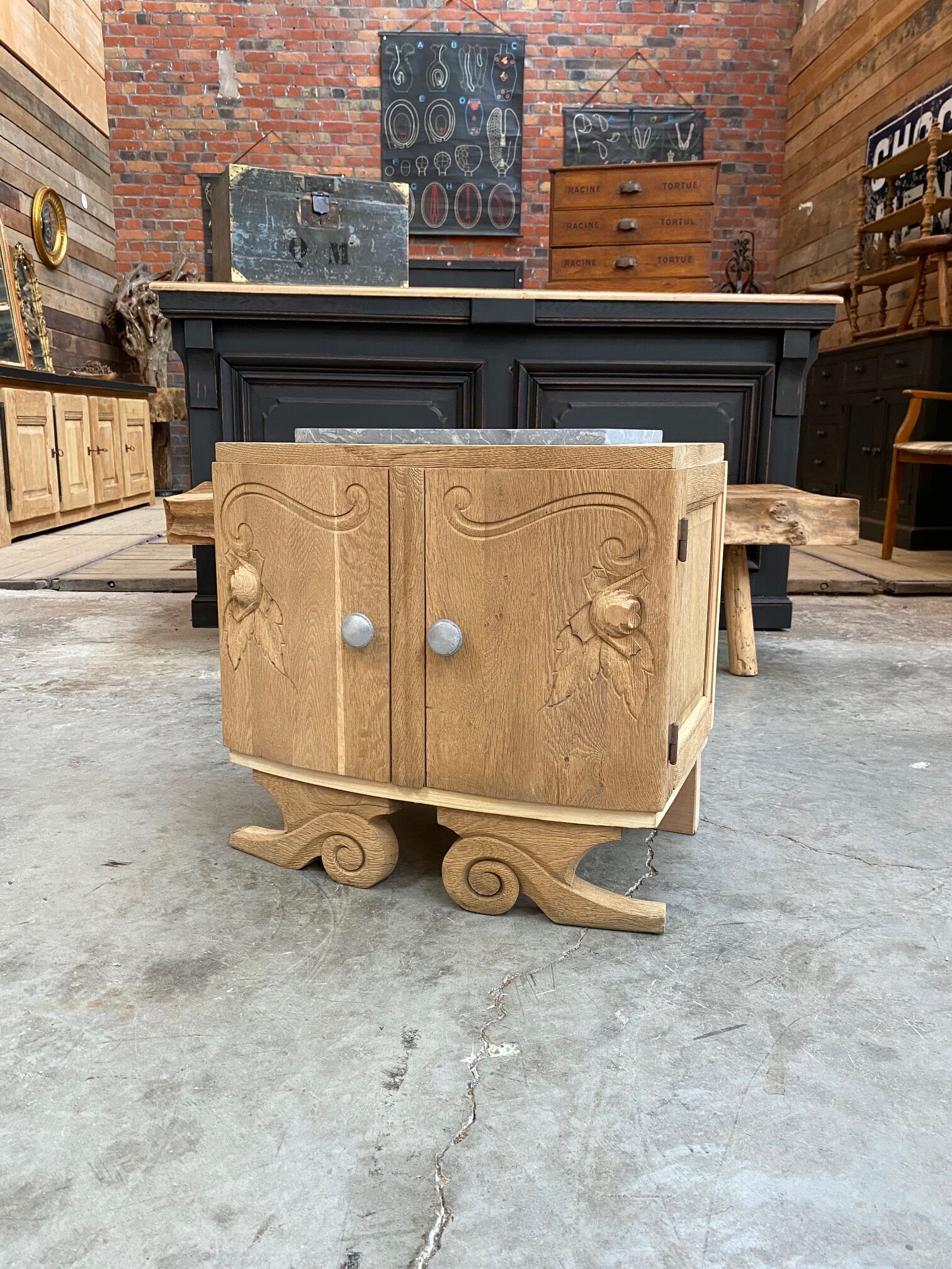 Small oak bedside table