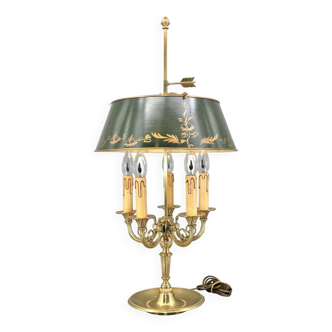 Lampe bouillotte en bronze doré de style louis XVI à cinq lumières