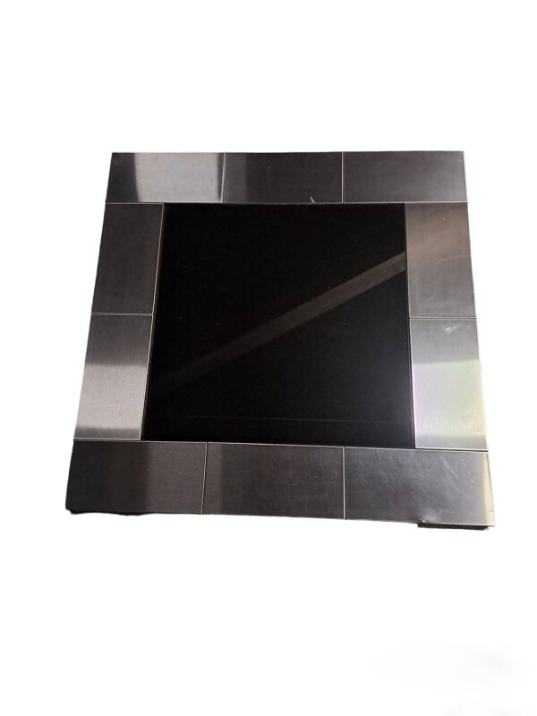 Table chromée 1970 plateau de verre noir, dans le goût de Willy Rizzo.