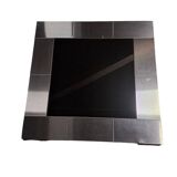 Chrome table 1970 black glass top, in the style of Willy Rizzo.