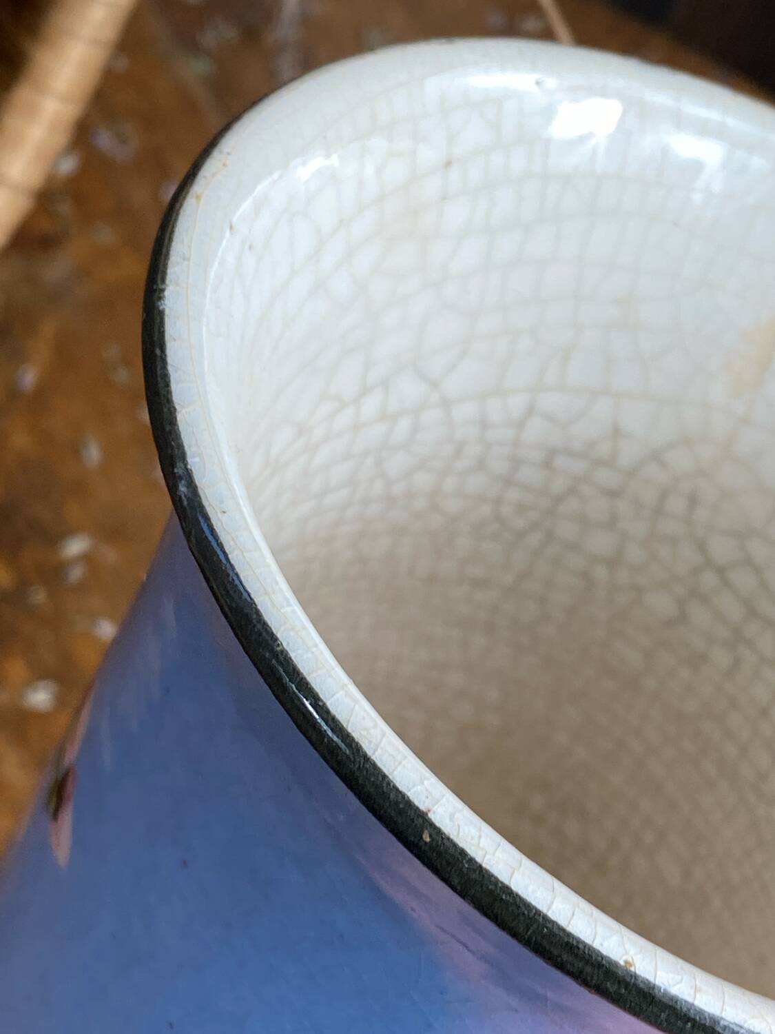 Ceramic vase, cherry blossom decoration, Pardi Vallauris