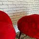Two vintage 60s/70s armchairs in red moumoute, pelfran style