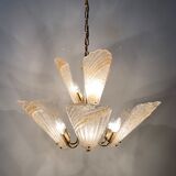 Italian murano glass chandelier hollywood regency design , 1970