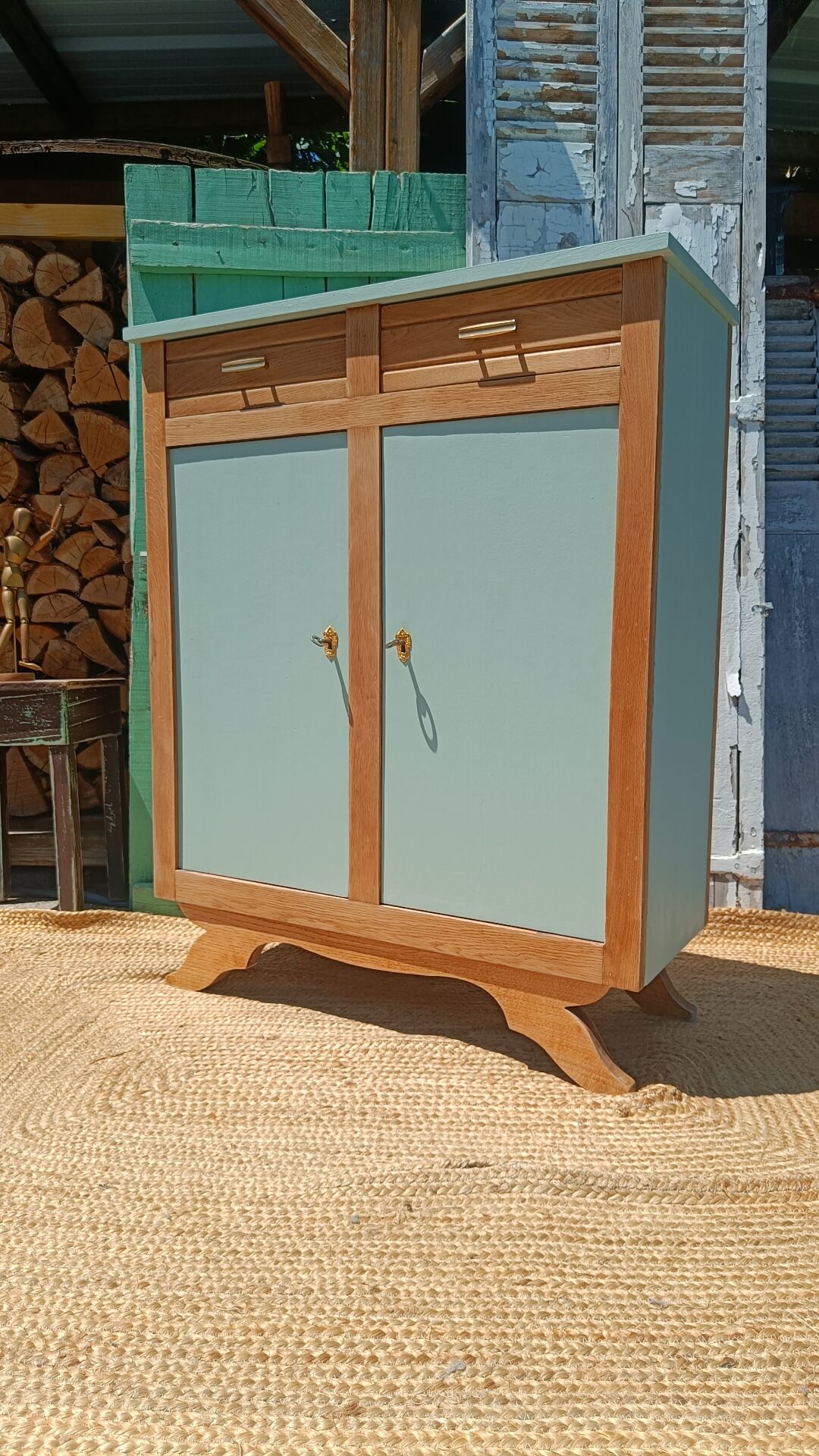Revalued wood and green buffet