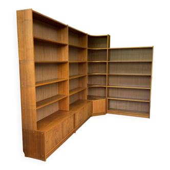 Danish Modular Teak Library Bookshelf Corner Unit Bookcase Mid 20th Century