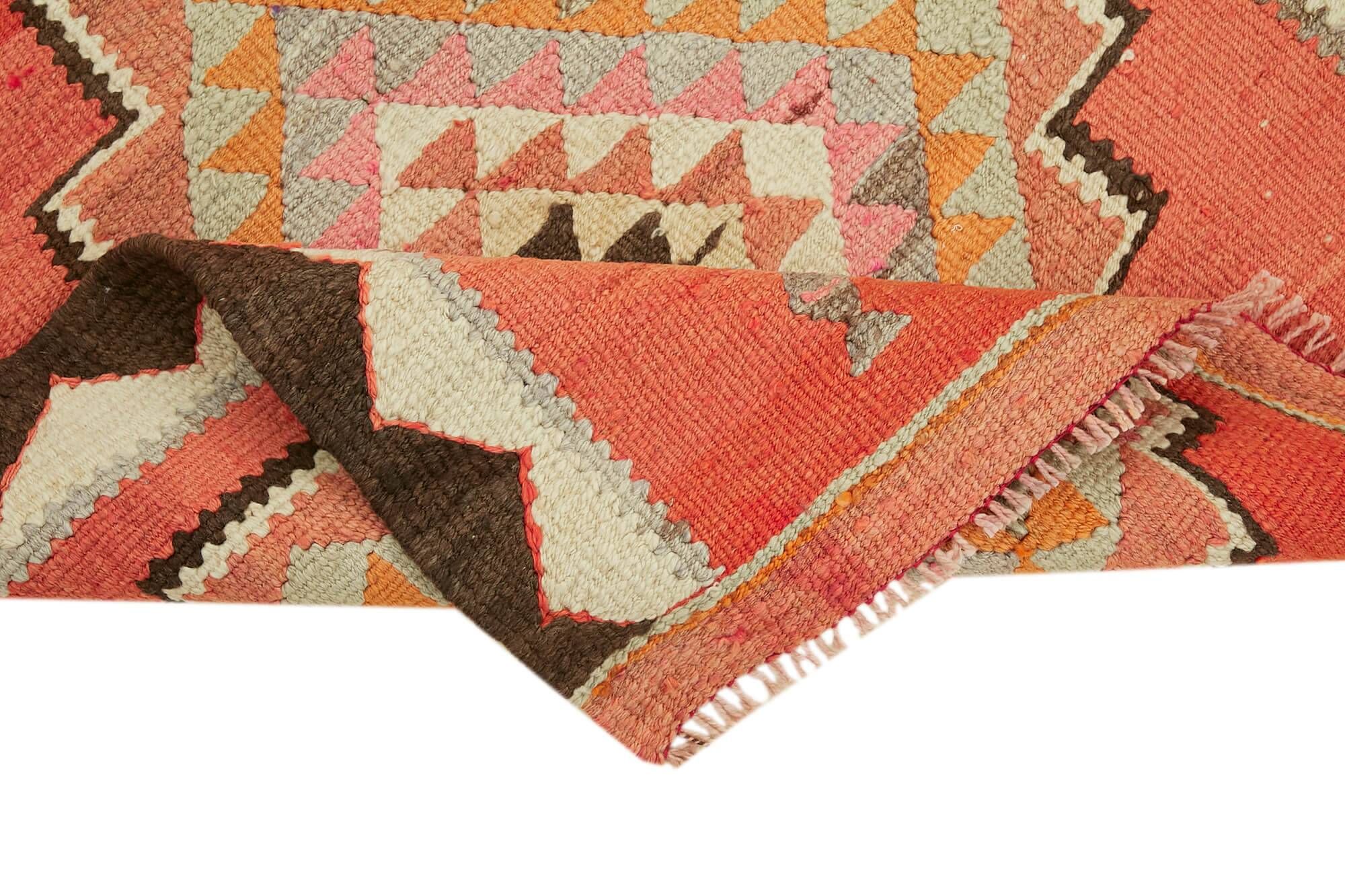 Turkish Handwoven Vintage Herki Kilim 88 cm x 277 cm