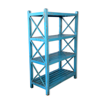 Burmese teak shelf with original blue patina